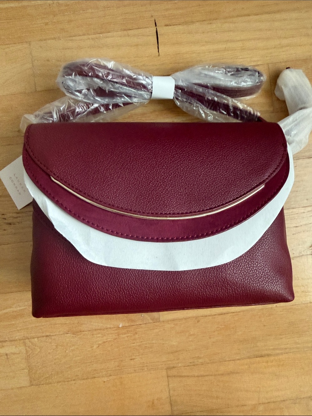 LC Lauren Conrad Wine Red Crossbody with Gold Trim